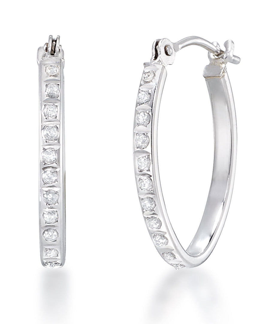 White Gold_Diamond Fascination® 14K Gold Diamond Accent Petite Oval Hoop Earrings - iHeart Jewels_I_Heart_2