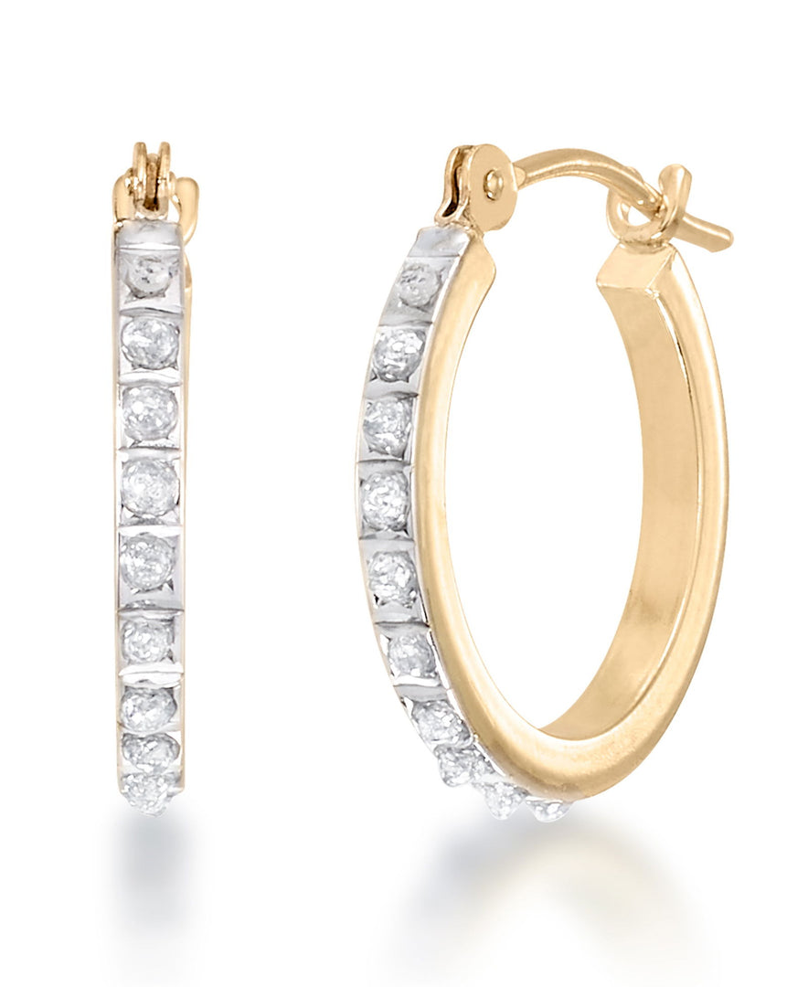 Yellow Gold_Diamond Fascination® 14K Gold Diamond Accent Petite Round Hoop Earrings - iHeart Jewels_I_Heart_1