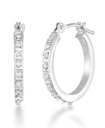 Load image into Gallery viewer, White Gold_Diamond Fascination® 14K Gold Diamond Accent Petite Round Hoop Earrings - iHeart Jewels_I_Heart_2