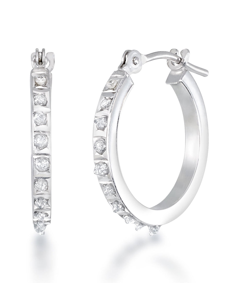 White Gold_Diamond Fascination® 14K Gold Diamond Accent Petite Round Hoop Earrings - iHeart Jewels_I_Heart_2