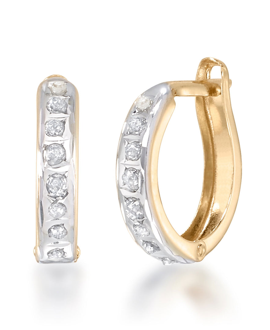 Yellow Gold_Diamond Fascination® 14K Gold Diamond Accent Round Hinged Huggie Hoop Earrings - iHeart Jewels_I_Heart_1