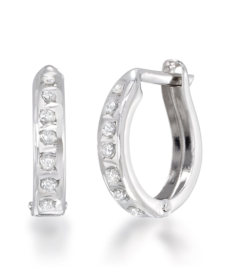 White Gold_Diamond Fascination® 14K Gold Diamond Accent Round Hinged Huggie Hoop Earrings - iHeart Jewels_I_Heart_2