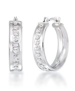 Load image into Gallery viewer, White Gold_Diamond Fascination® 14K Gold Diamond Accent Wide Round Hoop Earrings - iHeart Jewels_I_Heart_2