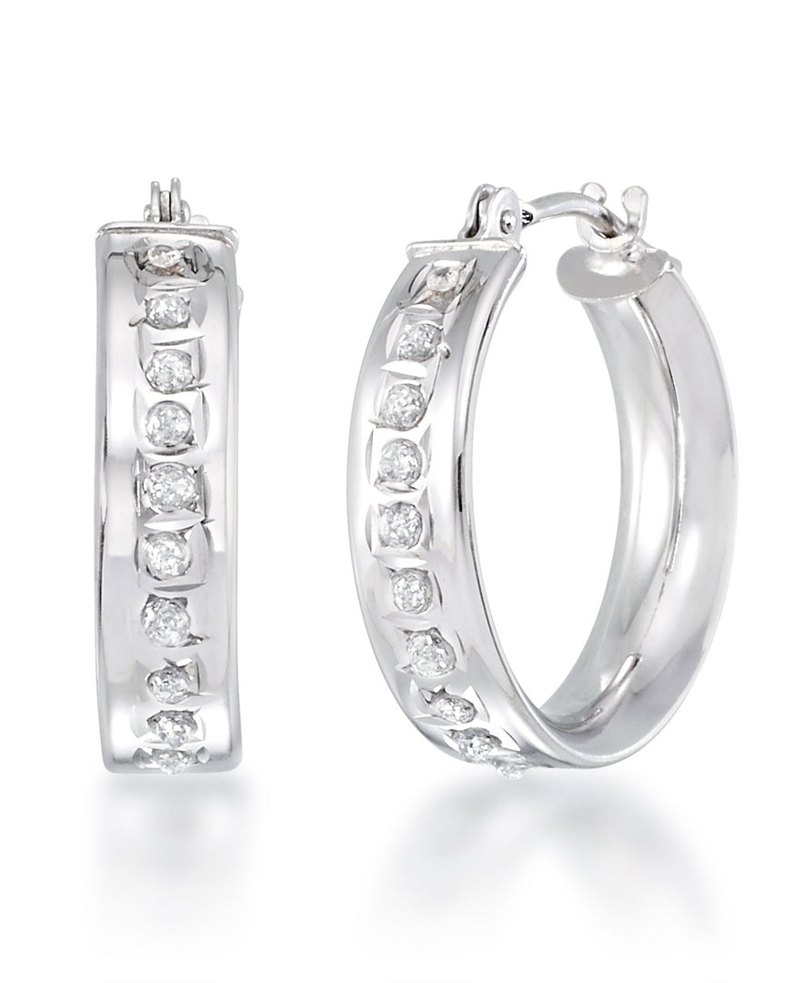 White Gold_Diamond Fascination® 14K Gold Diamond Accent Wide Round Hoop Earrings - iHeart Jewels_I_Heart_2