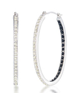Load image into Gallery viewer, White Gold_Diamond Fascination® 14K White Gold Black & White Diamond Accent Inside Out Oval Hoop Earrings - iHeart Jewels_I_Heart_1