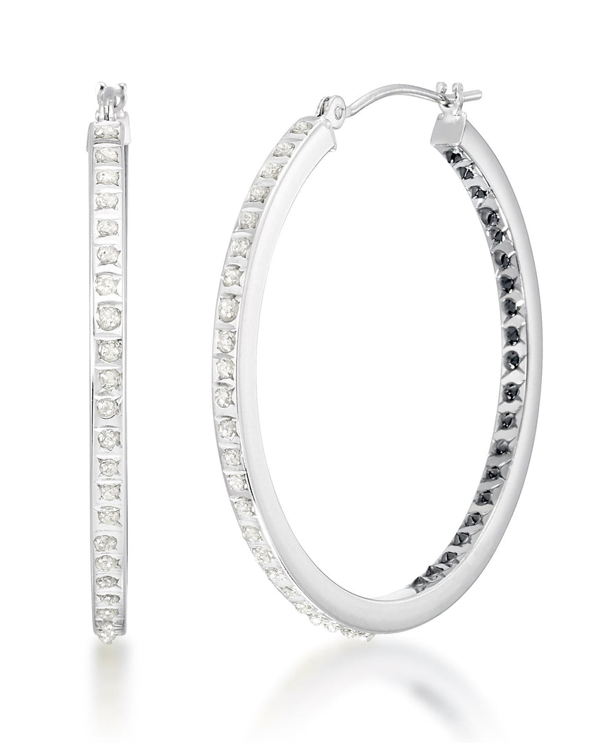 White Gold_Diamond Fascination® 14K White Gold Black & White Diamond Accent Inside Out Round Hoop Earrings - iHeart Jewels_I_Heart_1