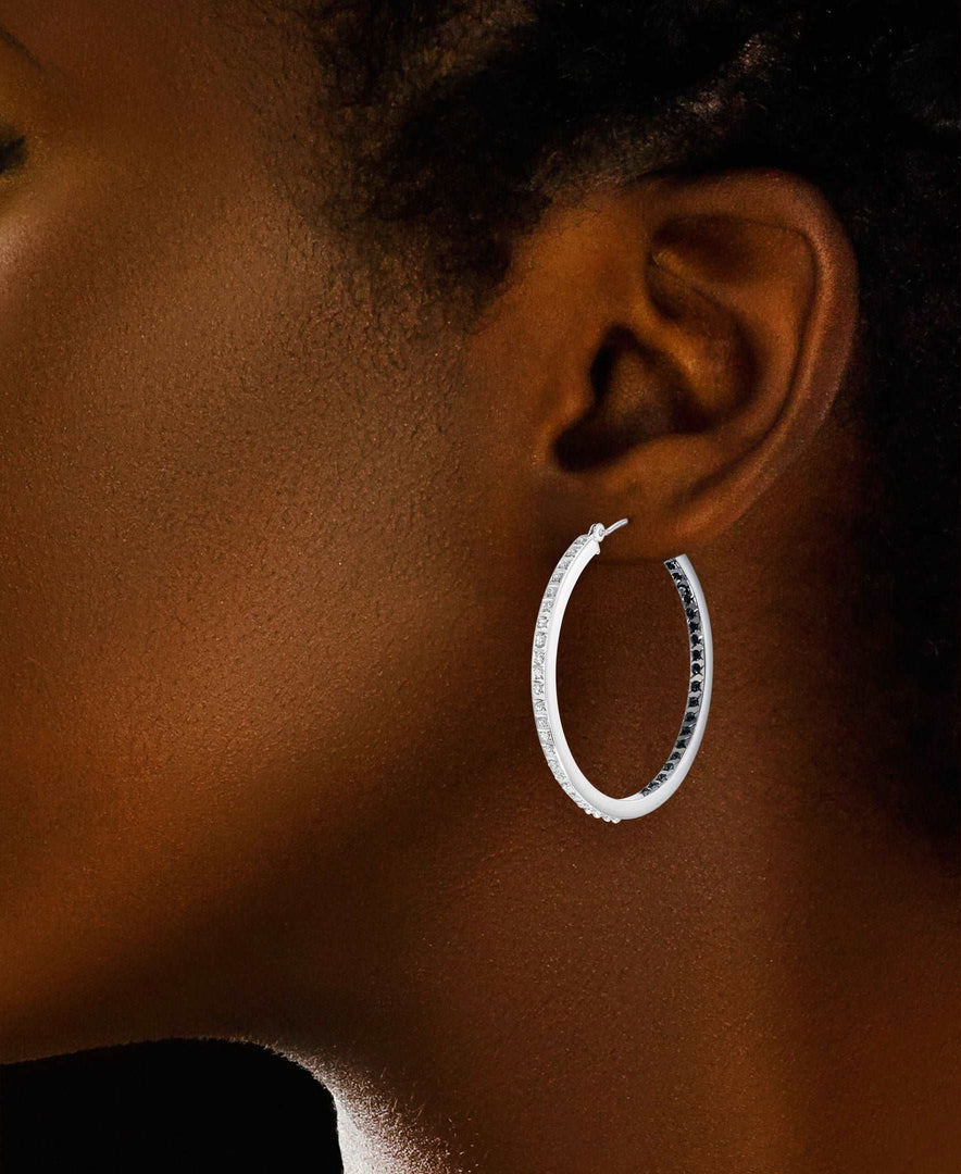 White Gold_Diamond Fascination® 14K White Gold Black & White Diamond Accent Inside Out Round Hoop Earrings - iHeart Jewels_I_Heart_1