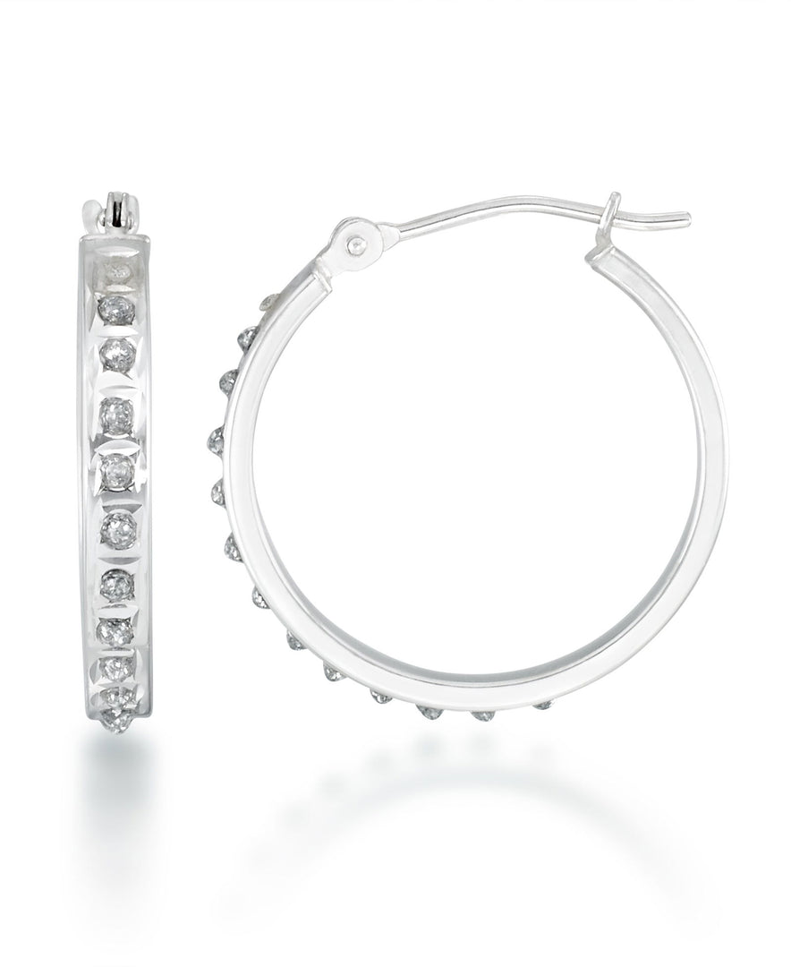 White Gold_Diamond Fascination® 14K White Gold Diamond Accent Classic Round Hoop Earrings - iHeart Jewels_I_Heart_1