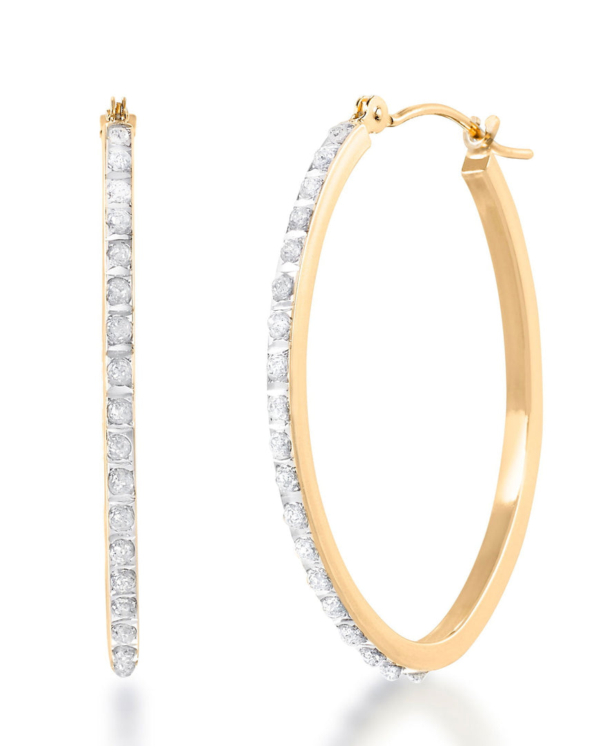 Yellow Gold Diamond Fascination® 14K Gold Diamond Accent Large Classic Oval Hoop Earrings_I_HEART_1