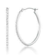 Load image into Gallery viewer, White Gold_Diamond Fascination® 14K White Gold Diamond Accent Large Classic Oval Hoop Earrings - iHeart Jewels_I_HEART_2