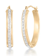 Cargar imagen en el visor de la galería, Yellow Gold_Diamond Fascination® 14K Yellow Gold Diamond Accent Bold Large Oval Hoop Earrings - iHeart Jewels_I_HEART_1
