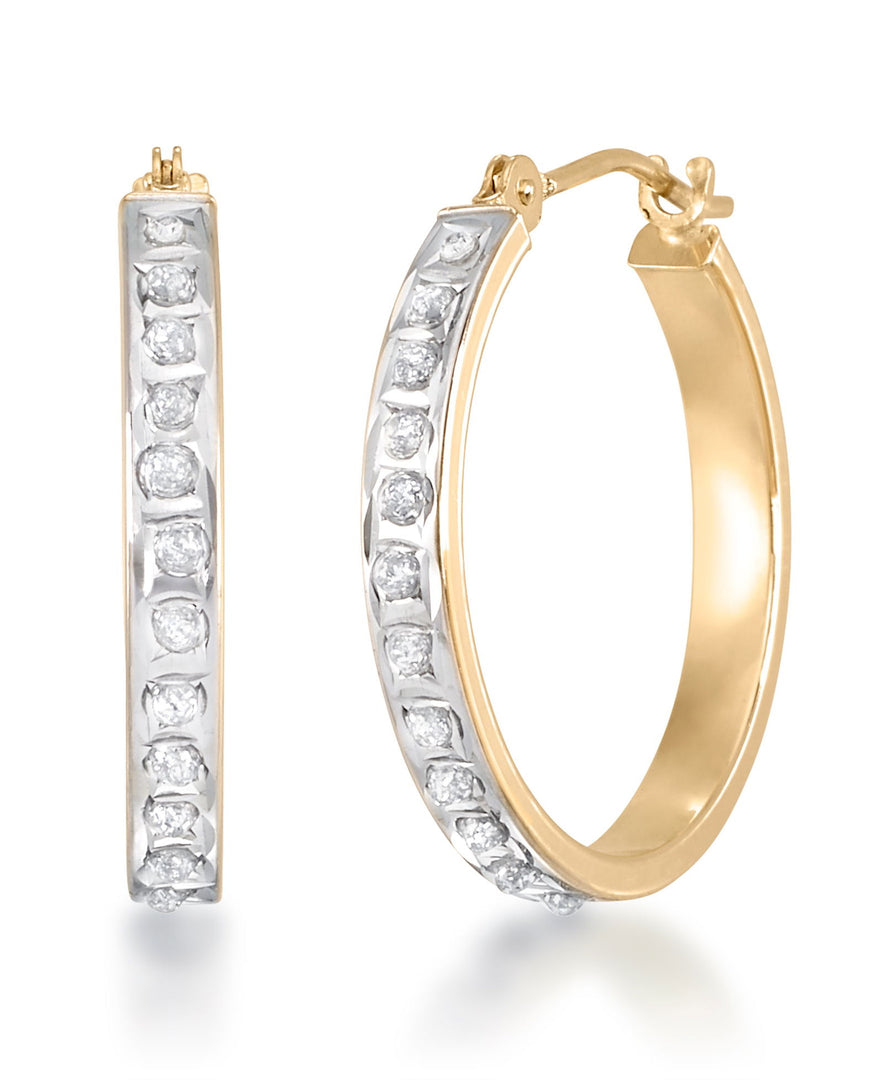Yellow Gold_Diamond Fascination® 14K Yellow Gold Diamond Accent Classic Round Hoop Earrings - iHeart Jewels_I_Heart_1