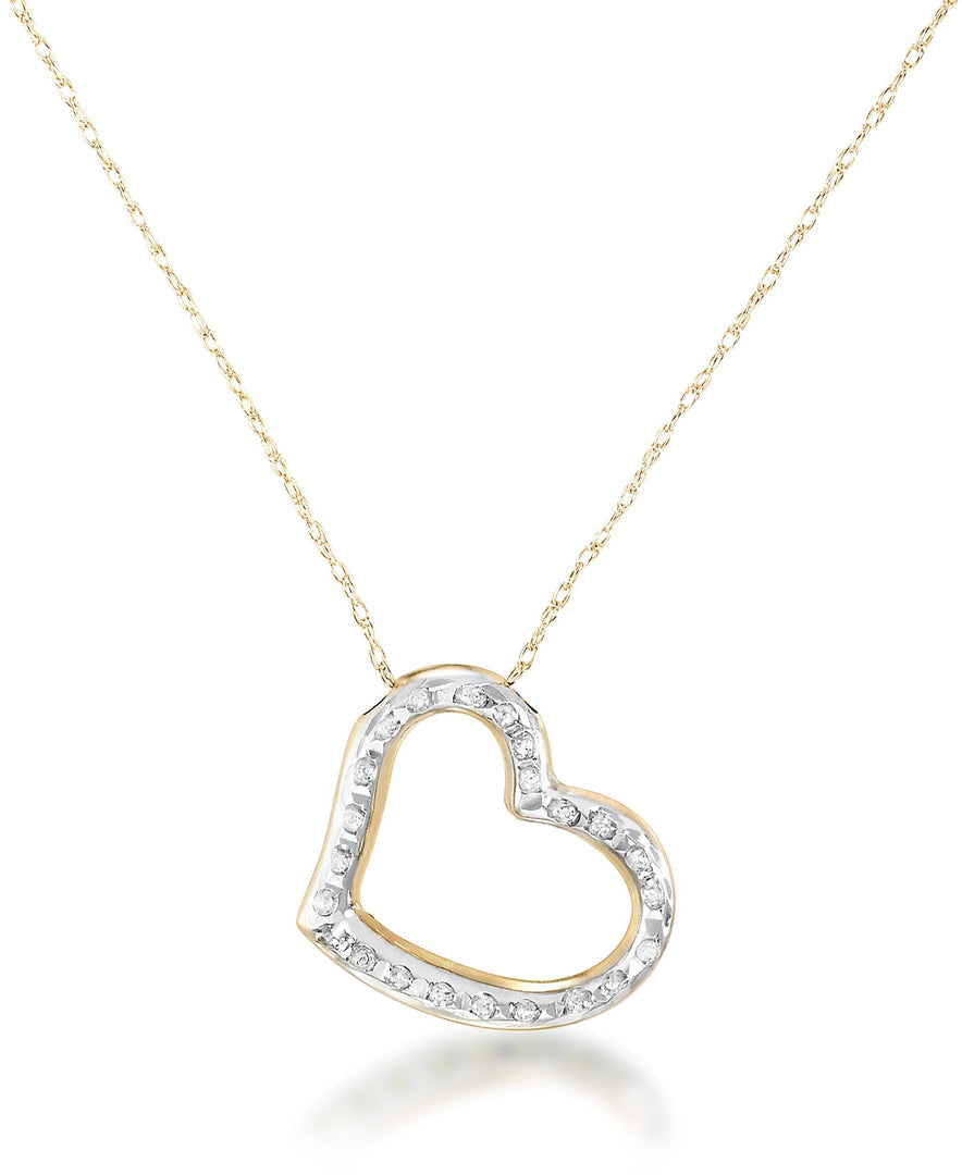 Yellow Gold_Diamond Fascination® 14K Yellow Gold Diamond Accent Floating Heart Necklace 18" - iHeart Jewels_I_Heart_1