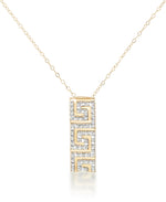 Load image into Gallery viewer, Yellow Gold_Diamond Fascination® 14K Yellow Gold Diamond Accent Greek Key Pendant with 18" Chain - iHeart Jewels_I_Heart_1