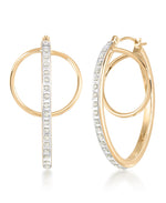 Load image into Gallery viewer, Yellow Gold_Diamond Fascination® 14K Yellow Gold Diamond Accent Oval Orbital Hoop Earrings - iHeart Jewels_I_Heart_1