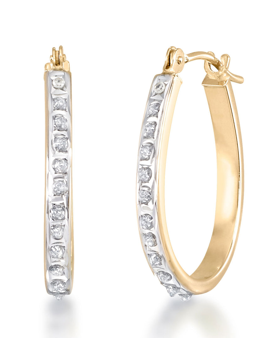 Yellow Gold_Diamond Fascination® 14K Yellow Gold Diamond Accent Pear Shape Hoop Earrings - iHeart Jewels_I_Heart_1