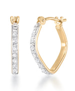 Load image into Gallery viewer, Yellow Gold_Diamond Fascination® 14K Yellow Gold Diamond Accent Petite Diamond Shape Hoop Earrings - iHeart Jewels_I_Heart_1