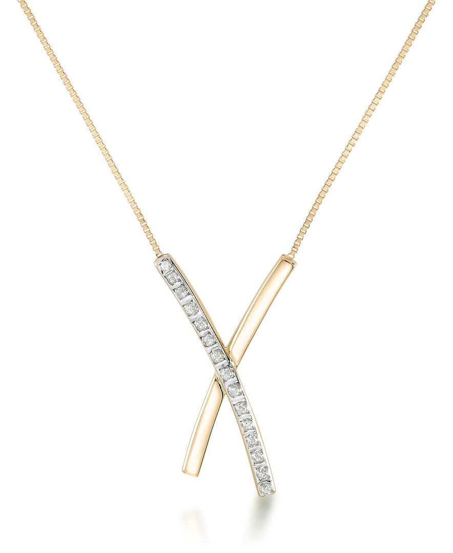 Yellow Gold_Diamond Fascination® 14K Yellow Gold Diamond Accent X Necklace 18" - iHeart Jewels_I_Heart_1