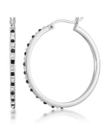 Load image into Gallery viewer, Platinum over Sterling Silver_Diamond Fascination® Black & White Diamond Accent Round Hoop Earrings - iHeart Jewels_I_Heart_1