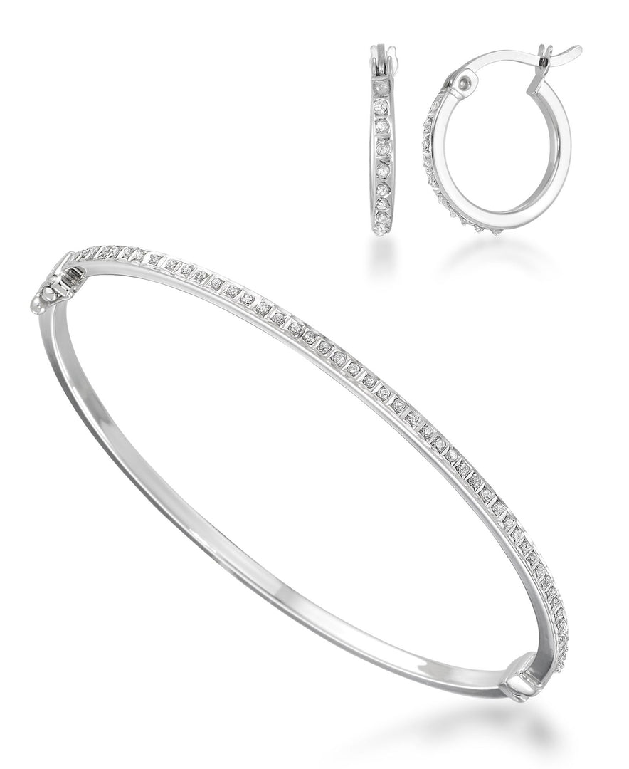 Platinum over Sterling Silver_Diamond Fascination® Diamond Accent Sterling Silver Bangle & Earring Set - iHeart Jewels_I_Heart_1