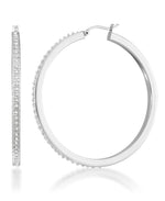 Load image into Gallery viewer, Platinum over Sterling Silver_Diamond Fascination® Diamond Accent Sterling Silver Bold Large Hoop Earrings - iHeart Jewels_I_Heart_1