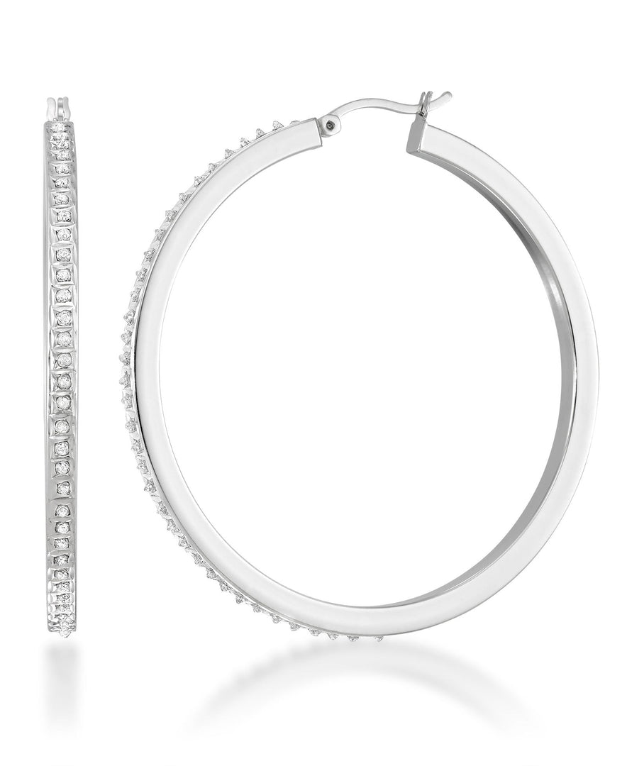 Platinum over Sterling Silver_Diamond Fascination® Diamond Accent Sterling Silver Bold Large Hoop Earrings - iHeart Jewels_I_Heart_1