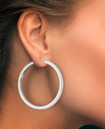 Load image into Gallery viewer, Platinum over Sterling Silver_Diamond Fascination® Diamond Accent Sterling Silver Bold Large Hoop Earrings - iHeart Jewels_I_Heart_1