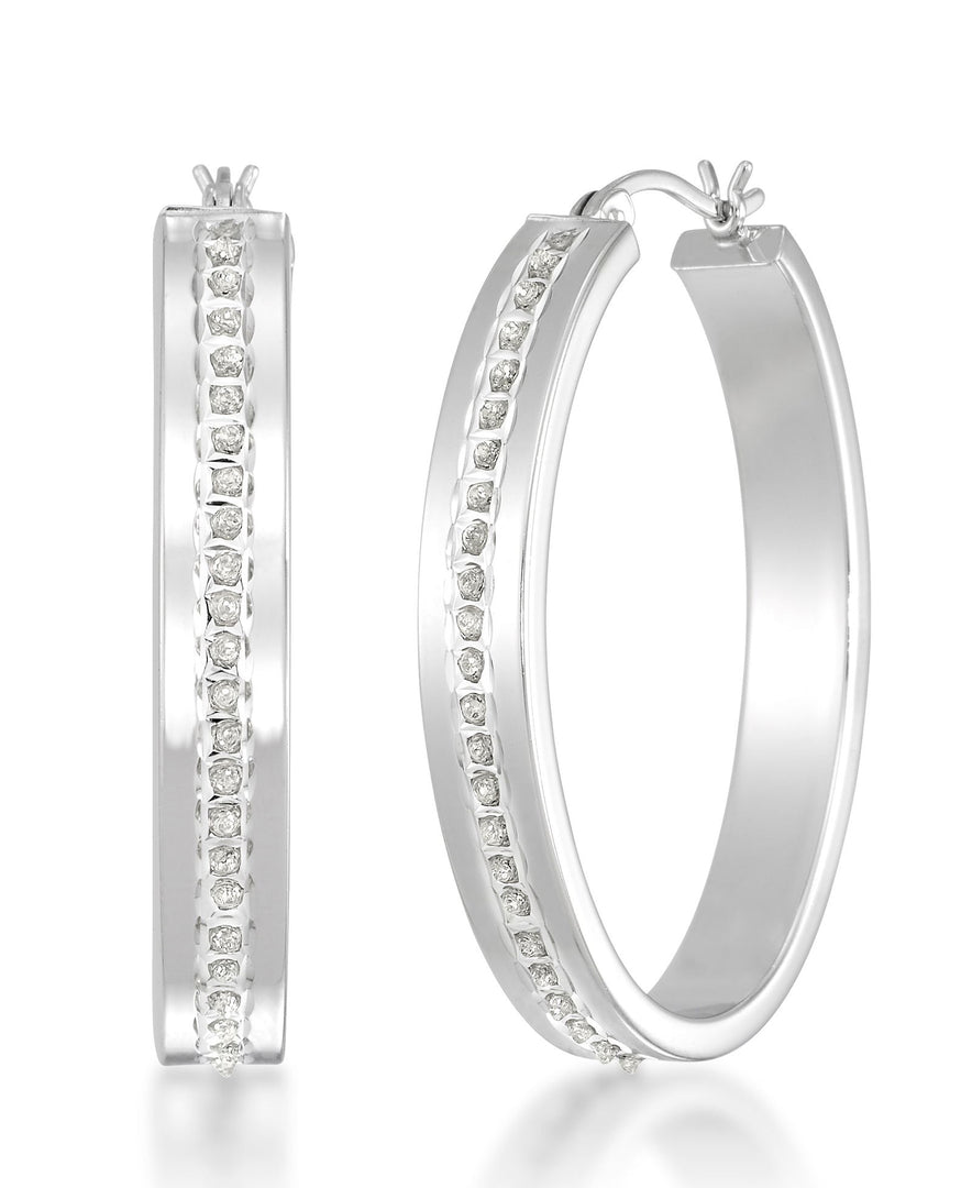 Platinum over Sterling Silver_Diamond Fascination® Diamond Accent Sterling Silver Bold Oval Hoop Earrings - iHeart Jewels_I_Heart_1