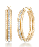 Load image into Gallery viewer, 18K Yellow Gold over Sterling Silver_Diamond Fascination® Diamond Accent Sterling Silver Bold Twist Oval Hoop Earrings - iHeart Jewels_I_Heart_1