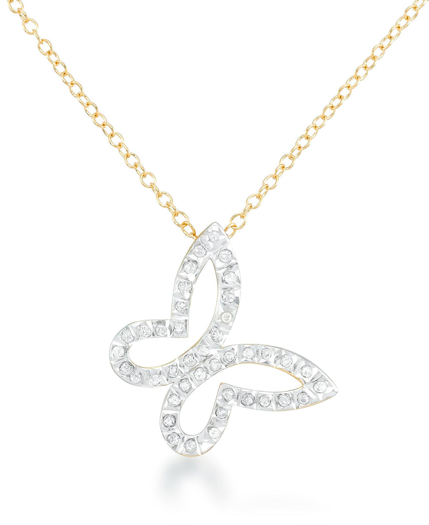 18K Yellow Gold over Sterling Silver_Diamond Fascination® Diamond Accent Sterling Silver Butterfly Pendant - iHeart Jewels_I_Heart_1