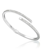 Load image into Gallery viewer, Platinum over Sterling Silver_Diamond Fascination® Diamond Accent Sterling Silver Bypass Hinged Bangle Bracelet - iHeart Jewels_I_Heart_2