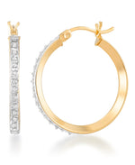 Load image into Gallery viewer, 18K Yellow Gold over Sterling Silver_Diamond Fascination® Diamond Accent Sterling Silver Concave Hoop Earrings - iHeart Jewels_I_Heart_1