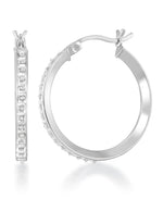 Load image into Gallery viewer, Platinum over Sterling Silver_Diamond Fascination® Diamond Accent Sterling Silver Concave Hoop Earrings - iHeart Jewels_I_Heart_2