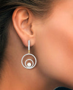 Load image into Gallery viewer, 18K Yellow Gold over Sterling Silver_Diamond Fascination® Diamond Accent Sterling Silver Concentric Circle Drop Earrings with Genuine Cultured Pearl - iHeart Jewels_I_Heart_1