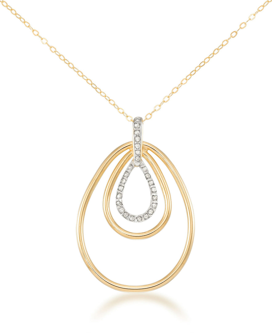 18K Yellow Gold over Sterling Silver_Diamond Fascination® Diamond Accent Sterling Silver Concentric Teardrop Pendant Set - iHeart Jewels_I_Heart_1