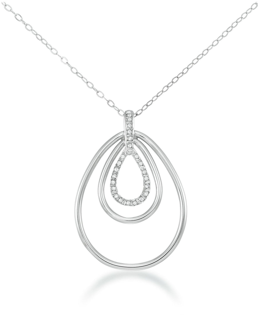 Platinum over Sterling Silver_Diamond Fascination® Diamond Accent Sterling Silver Concentric Teardrop Pendant Set - iHeart Jewels_I_Heart_2