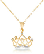 Load image into Gallery viewer, 18K Yellow Gold over Sterling Silver_Diamond Fascination® Diamond Accent Sterling Silver Crown Pendant - iHeart Jewels_I_Heart_1