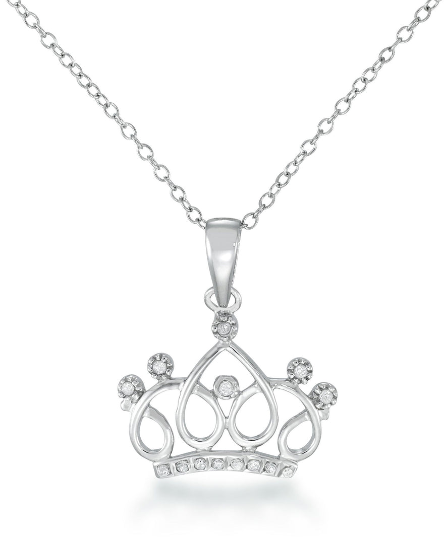 Platinum over Sterling Silver_Diamond Fascination® Diamond Accent Sterling Silver Crown Pendant - iHeart Jewels_I_Heart_2