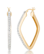 Load image into Gallery viewer, 18K Yellow Gold over Sterling Silver_Diamond Fascination® Diamond Accent Sterling Silver Diamond Shape Hoop Earrings - iHeart Jewels_I_Heart_1