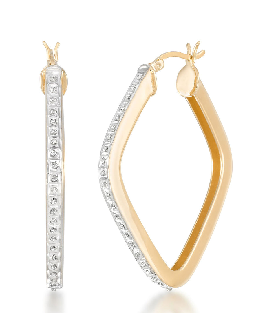 18K Yellow Gold over Sterling Silver_Diamond Fascination® Diamond Accent Sterling Silver Diamond Shape Hoop Earrings - iHeart Jewels_I_Heart_1