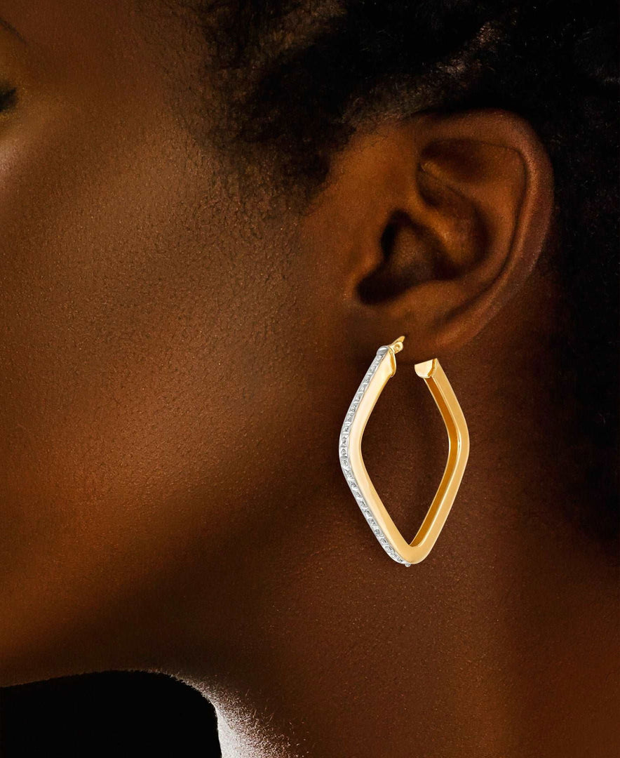 18K Yellow Gold over Sterling Silver_Diamond Fascination® Diamond Accent Sterling Silver Diamond Shape Hoop Earrings - iHeart Jewels_I_Heart_1