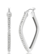 Load image into Gallery viewer, Platinum over Sterling Silver_Diamond Fascination® Diamond Accent Sterling Silver Diamond Shape Hoop Earrings - iHeart Jewels_I_Heart_2