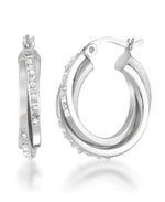 Load image into Gallery viewer, Platinum over Sterling Silver_Diamond Fascination® Diamond Accent Sterling Silver Double Twist Hoop Earrings - iHeart Jewels_I_Heart_1