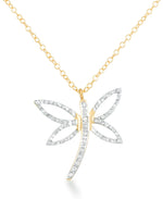 Load image into Gallery viewer, 18K Yellow Gold over Sterling Silver_Diamond Fascination® Diamond Accent Sterling Silver Dragonfly Pendant - iHeart Jewels_I_Heart_1