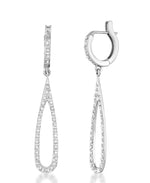 Load image into Gallery viewer, Platinum over Sterling Silver_Diamond Fascination® Diamond Accent Sterling Silver Elongated Teardrop Earrings - iHeart Jewels_I_Heart_2