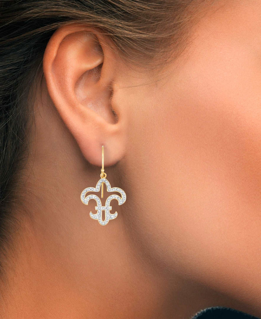 18K Yellow Gold over Sterling Silver_Diamond Fascination® Diamond Accent Sterling Silver Fleur-De-Lis Drop Earrings - iHeart Jewels_I_Heart_1