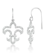 Load image into Gallery viewer, Platinum over Sterling Silver_Diamond Fascination® Diamond Accent Sterling Silver Fleur-De-Lis Drop Earrings - iHeart Jewels_I_Heart_2