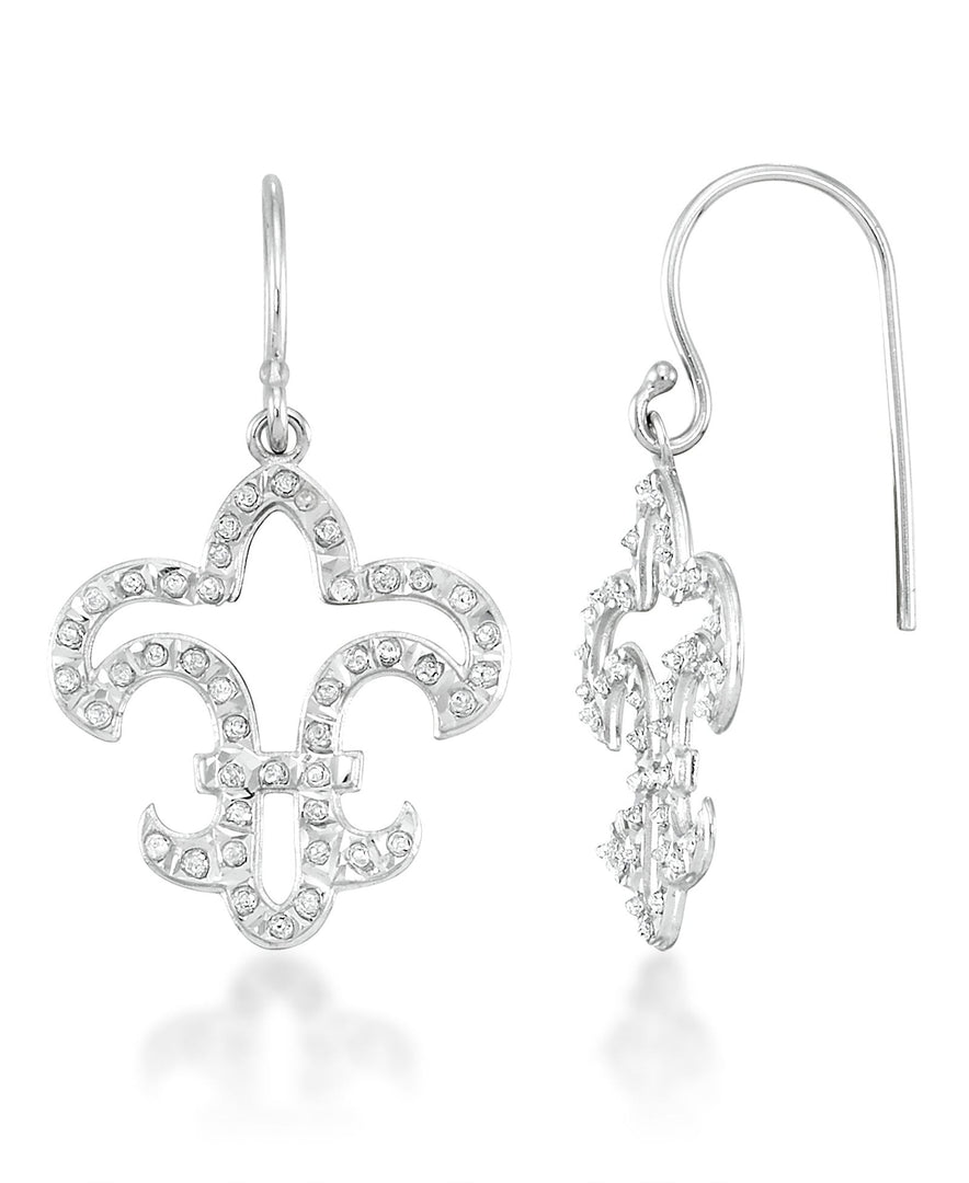 Platinum over Sterling Silver_Diamond Fascination® Diamond Accent Sterling Silver Fleur-De-Lis Drop Earrings - iHeart Jewels_I_Heart_2