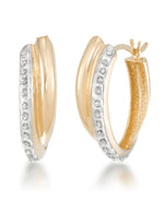 Cargar imagen en el visor de la galería, 18K Yellow Gold over Sterling Silver_Diamond Fascination® Diamond Accent Sterling Silver Free Form Double Hoop Earrings - iHeart Jewels_I_Heart_1