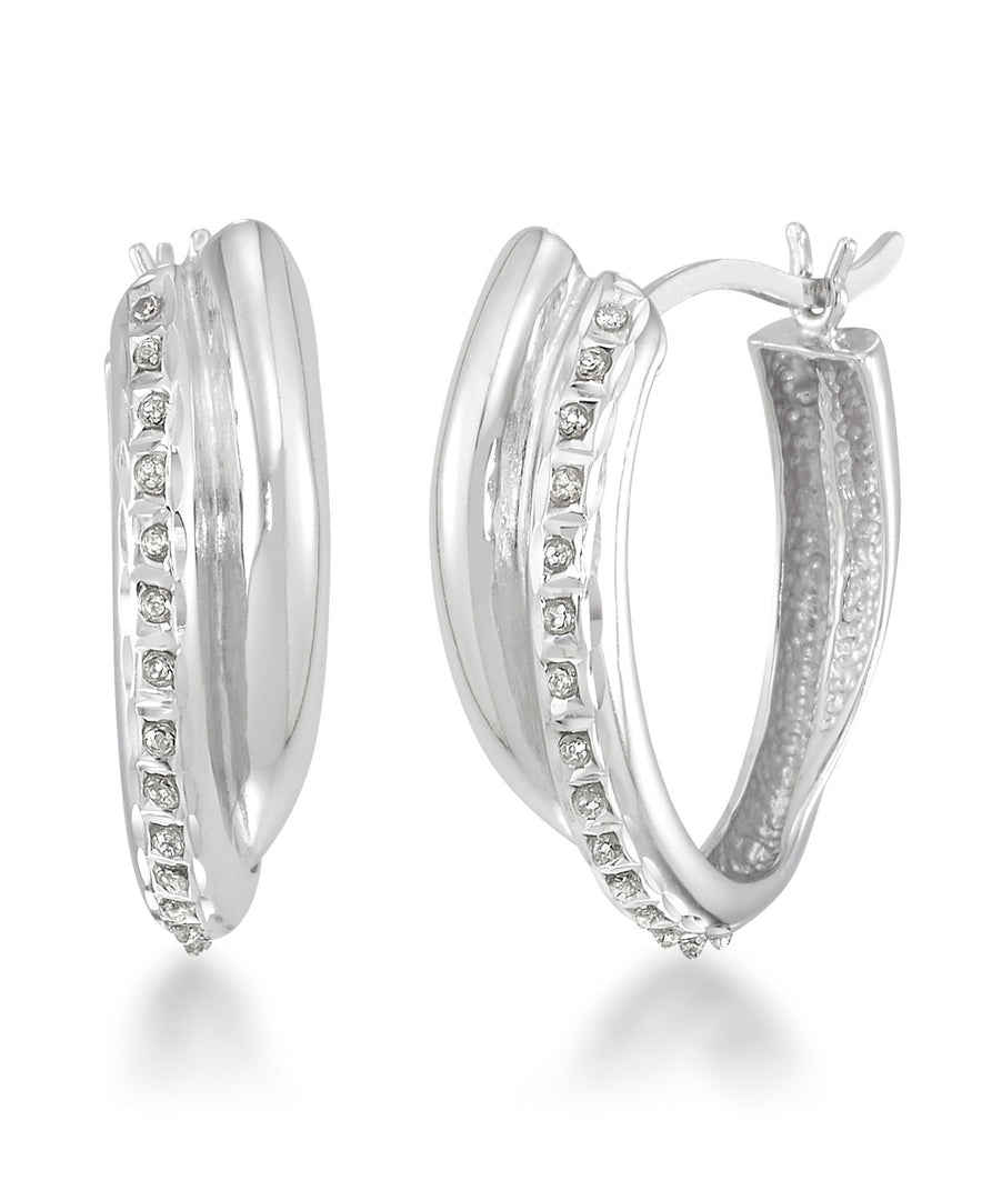 Platinum over Sterling Silver_Diamond Fascination® Diamond Accent Sterling Silver Free Form Double Hoop Earrings - iHeart Jewels_I_Heart_2